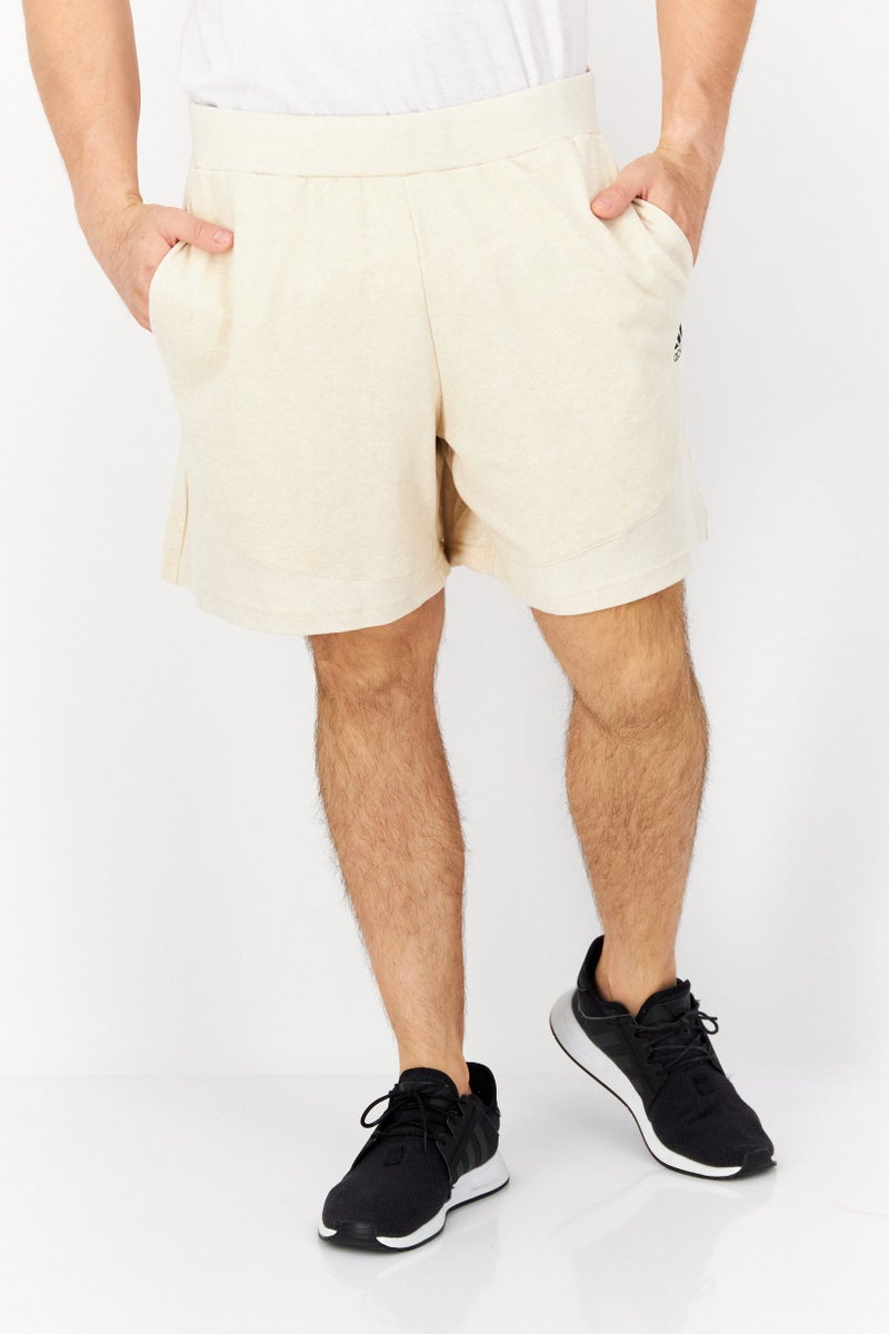 Adidas Men Sportswear Fit Brand Logo Training Shorts, Beige - Image 1