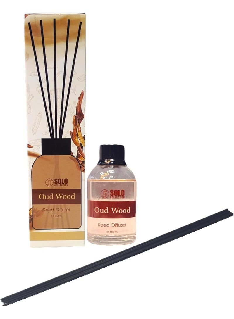 Solo Collection Premium Reed Diffuser, 110ml- Oud Wood :Blended Fragrance Diffuser Air Fresheners Long-Lasting Aromatherapy Diffusers for Home Bedroom Bathroom Office Decor Air Freshener Room Freshner - Image 1