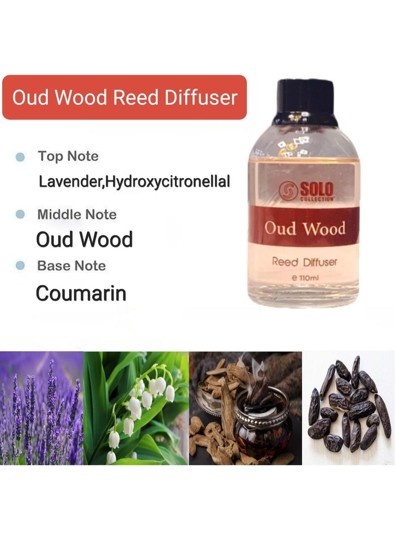 Solo Collection Premium Reed Diffuser, 110ml- Oud Wood :Blended Fragrance Diffuser Air Fresheners Long-Lasting Aromatherapy Diffusers for Home Bedroom Bathroom Office Decor Air Freshener Room Freshner - Image 2
