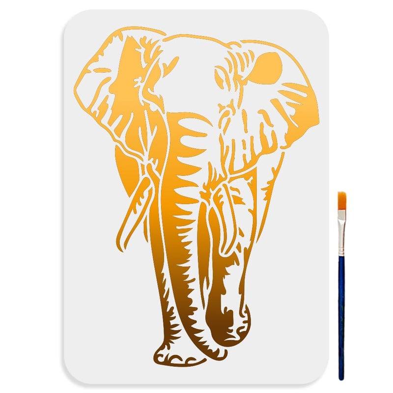MAYJOYDIY Elephant Stencil 29721cm Large Forest Animals Painting Stencil with Paint Brush Reusable Jungle Animal Drawing Templates for Wood Canvas Paper Fabric Wall Glass