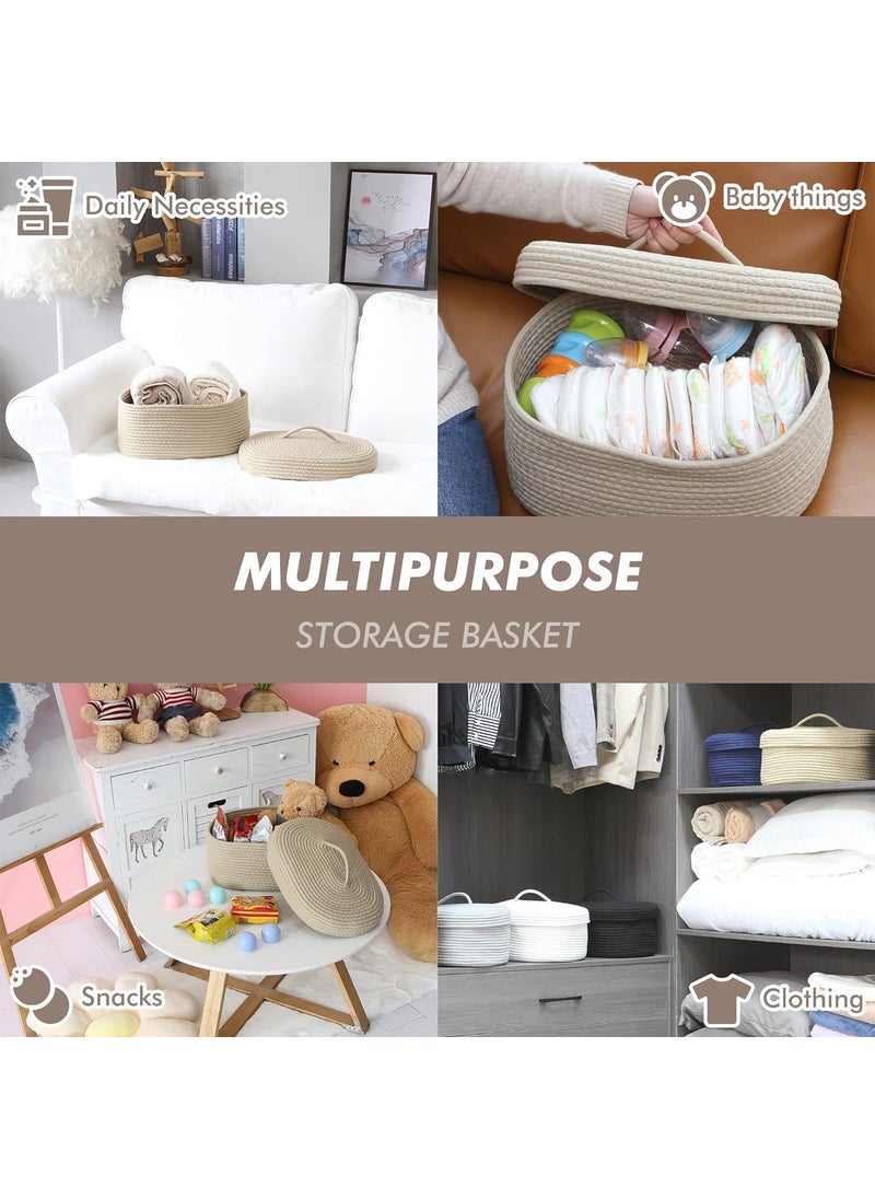 Generic - JMK Textile Boho Home Decor Small Box Rope Storage Book Shelf Jute Planter Basket Toy Gift Hamper Baby Tray Bucket Organizer for Living Room Kitchen washroom pack of 1pcs Brown - Image 1