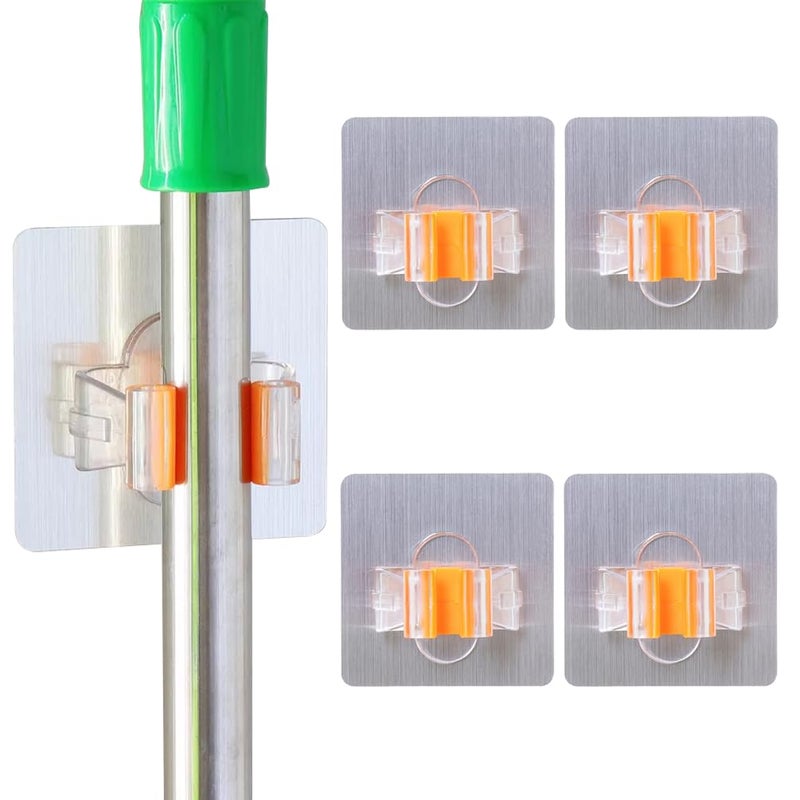HomeFast Heavy Duty Wall Mounted Broom and Mop Stick Holder Self Adhesive Strong Mop and Broom Holder Hanging Gripper Broom Mop Dustpan Hanger for Home Garden Laundry Garage 4