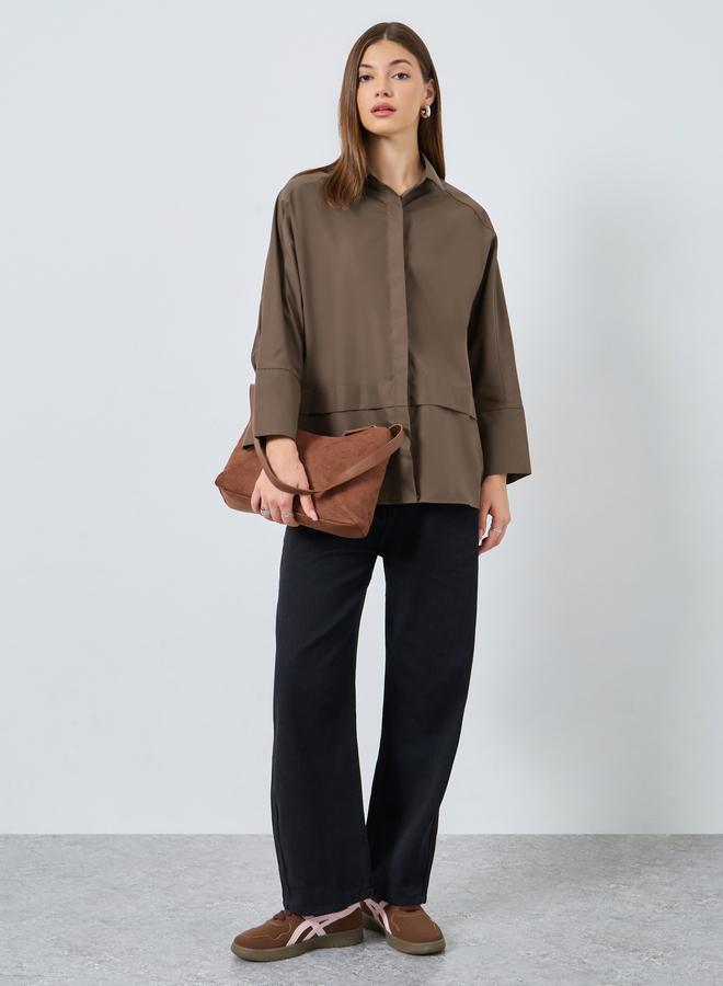 Styli Oversized Buttoned Shirt with Panel Detail - Image 2