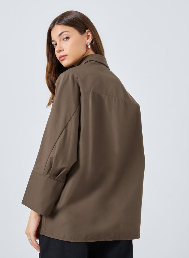 Styli Oversized Buttoned Shirt with Panel Detail - Image 4