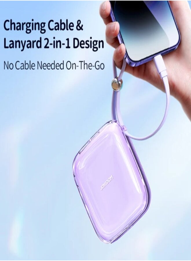 JR-L004 12W Jelly series Power bank bulit-in type c cable Purple