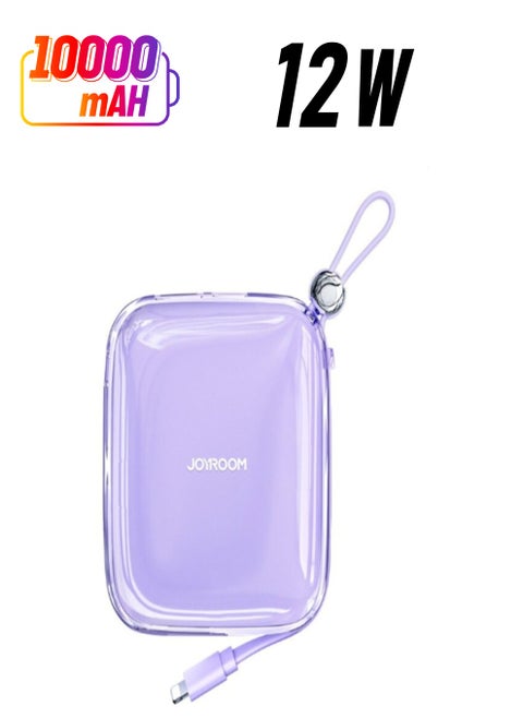 JR-L004 12W Jelly series Power bank bulit-in type c cable Purple
