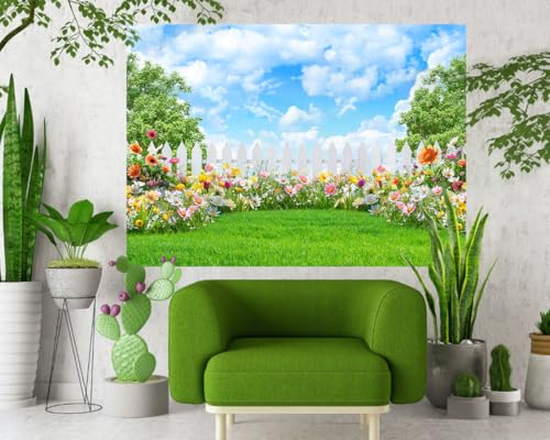 Alltten 7x5FT Spring Backdrop Spring Photo Backdrop Floral Backdrops for Photography Garden Flowers Photo Background Nature Scenery Banner F251 - Image 3