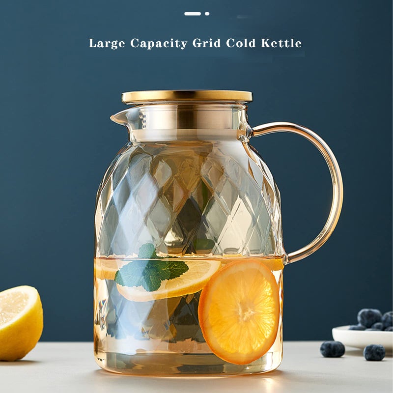 AEFPOYMXU 64 oz Amber Glass Pitcher with Lid and Spout Borosilicate Water Pitcher Bedside Water Carafe Vintage Glass Jug for Juice Coffee Iced Tea Hot Cold Beverage Lemonade Fridge 1.8L - Image 2