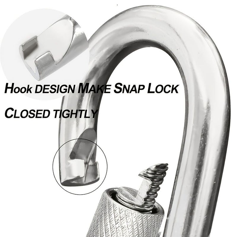 6 Pcs Spring Snap Hooks 304 Heavy Duty Winged Screw Locking Carabiners Secure Locking Mechanism Durable Metal Clips For Hiking Camping Fishing And Outdoor Activities Camping Gear Sleek Metallic Finish Robust Construction - Image 5
