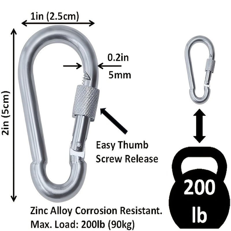 6 Pcs Spring Snap Hooks 304 Heavy Duty Winged Screw Locking Carabiners Secure Locking Mechanism Durable Metal Clips For Hiking Camping Fishing And Outdoor Activities Camping Gear Sleek Metallic Finish Robust Construction - Image 2