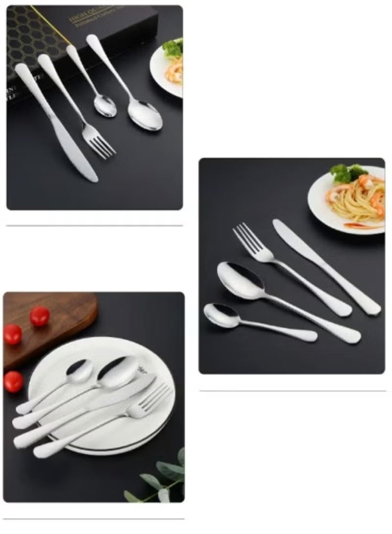Huitich Stainless Steel Silver Cutlery Set – Elegant Spoon, Knife & Fork Dining Ensemble - Image 4