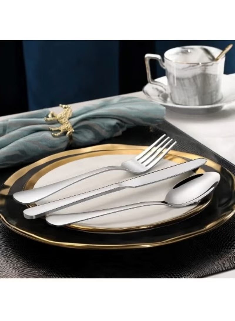 Huitich Stainless Steel Silver Cutlery Set – Elegant Spoon, Knife & Fork Dining Ensemble - Image 5