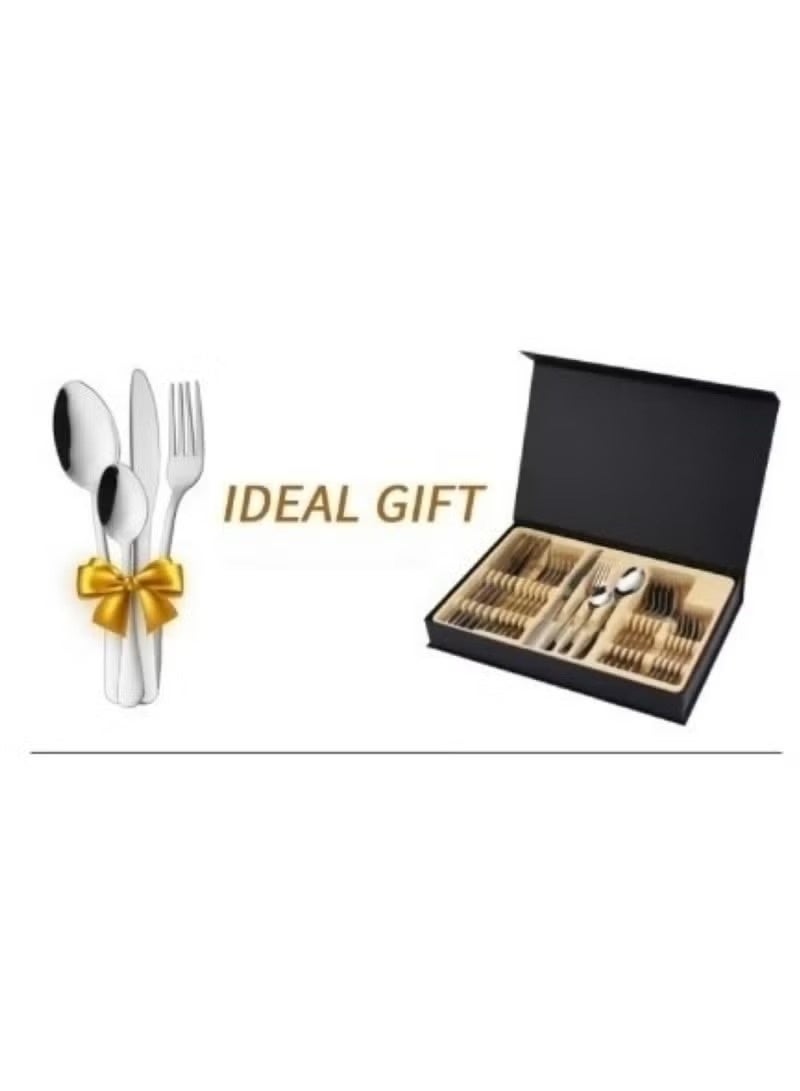 Huitich Stainless Steel Silver Cutlery Set – Elegant Spoon, Knife & Fork Dining Ensemble - Image 2