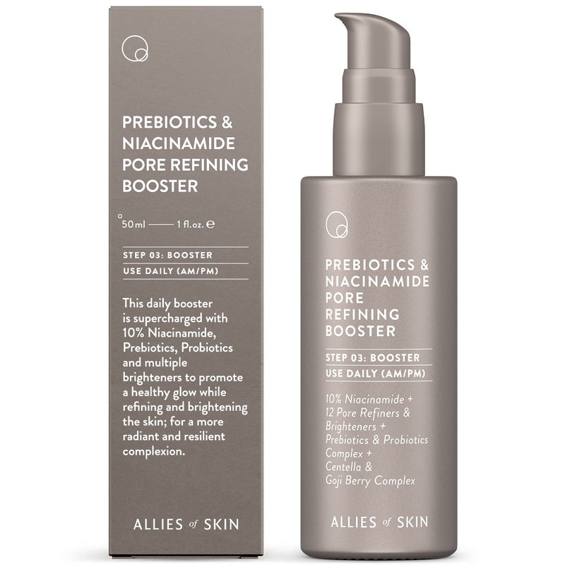 Allies of Skin Prebiotics & Niacinamide Pore Refining Booster | Minimize the Appearance of Pores with Goji Berry & Probiotics Complex | Calm Redness and Treat Blemish Prone, Dull Skin | 1.7 fl oz - Image 1