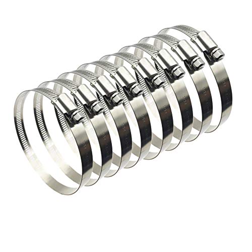 EesTeck 8Pcs 4" Adjustable 304 Stainless Steel Duct Clamps For 4" Hose Clamp Pipe Clamp Air Ducting Clamp worm drive hose clamps (Fits Hoses From 3.5” Diameter up to 4.5”) - Image 1