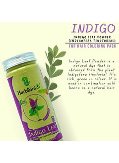 Herbtoniq 100% Natural Indigo Leaf Powder (Indigofera Tinctorial) For Hair Coloring Pack 150G  - Image 3