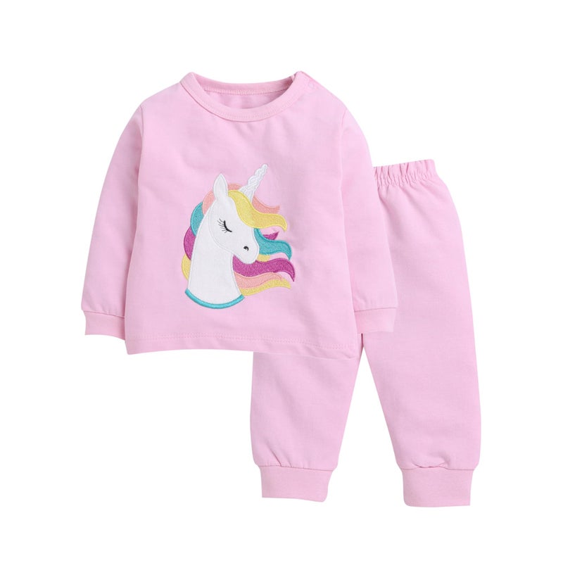 EIO Clothing Fleece Track Suit For Baby Boys & Girls - Unisex Printed Clothing Sets Full Sleeve T-Shirt & Pant (3-6 Months, Pink, Cotton) - Image 5