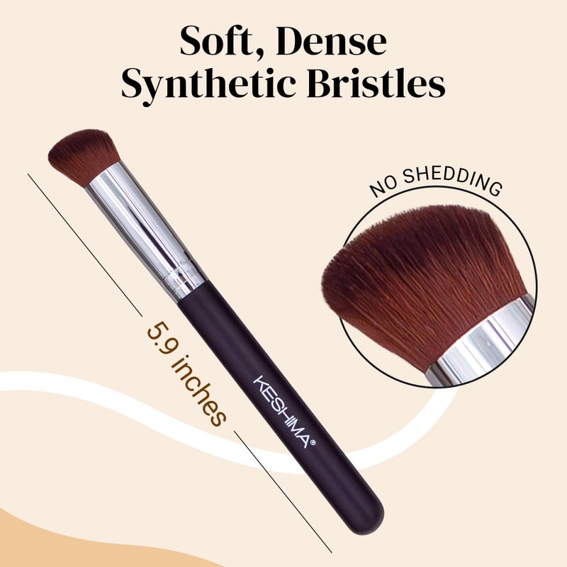 Keshima Angled Concealer Brush by Keshima - Under-Eye Concealing, Contouring & Setting, Seamless Streak-Free Finish - Works with Liquid, Cream & Powder - Soft, Dense Synthetic Bristles - Image 2