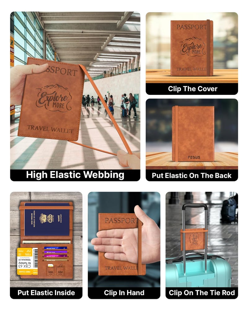 FEDUS Passport Holder for Men & Women's Passport Cover Case Wallet Credit/Debit Card, Travel Document Accessories Organiser. - Faux Leather - Image 5