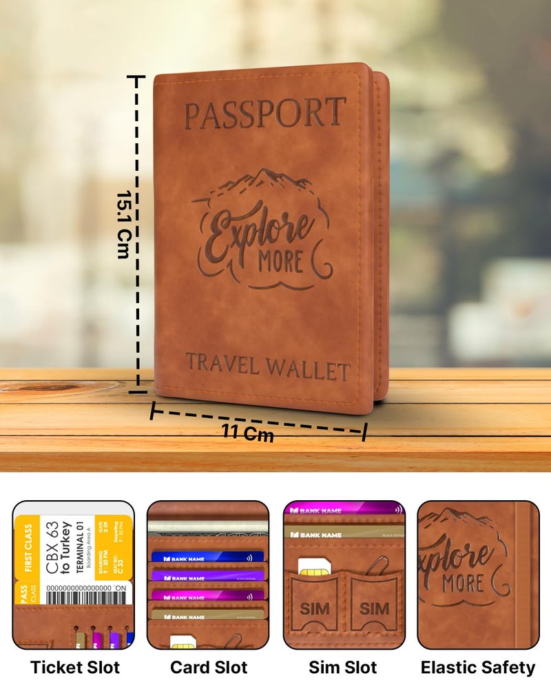 FEDUS Passport Holder for Men & Women's Passport Cover Case Wallet Credit/Debit Card, Travel Document Accessories Organiser. - Faux Leather - Image 2