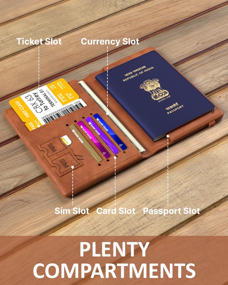 FEDUS Passport Holder for Men & Women's Passport Cover Case Wallet Credit/Debit Card, Travel Document Accessories Organiser. - Faux Leather - Image 3