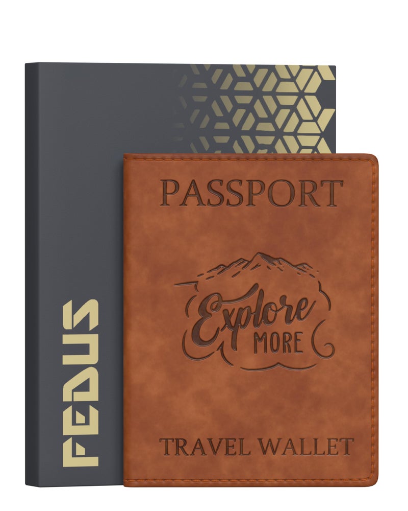FEDUS Passport Holder for Men & Women's Passport Cover Case Wallet Credit/Debit Card, Travel Document Accessories Organiser. - Faux Leather - Image 1