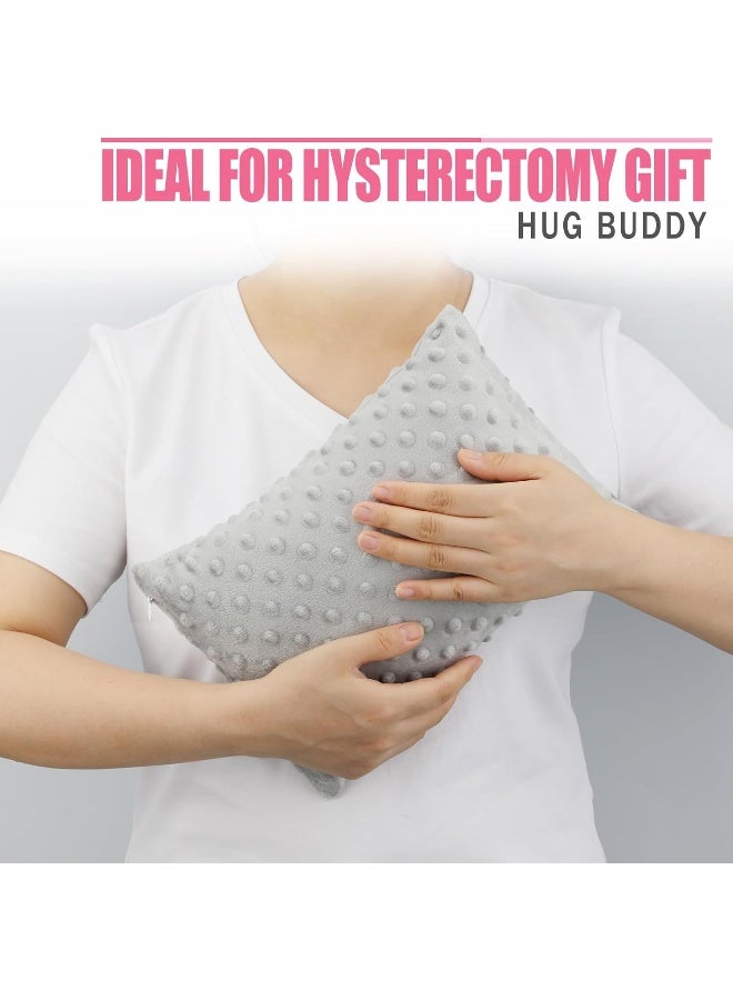 BNRendles Hysterectomy Pillow Pocket Tummy Pillows, Hysterectomy Recovery Gifts, Ice Pack Not Included, Small Portable Abdominal Cushion After Surgery Post C-Section Women Minky Dot Light Gray - Image 3