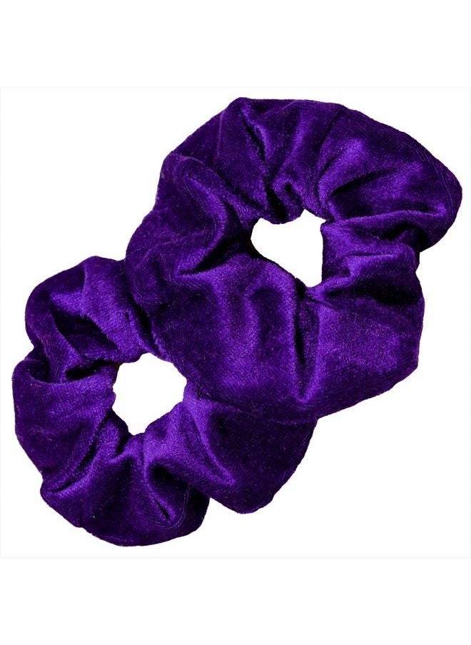 Kenz Laurenz Scrunchies for Hair - 2 Velvet Hair Ties for Women Girls Hair Elastics Ponytail Holder Scrunchy Girl Accessories Elastic Hair Bands Scrunchie Pack (Purple)  - Image 1