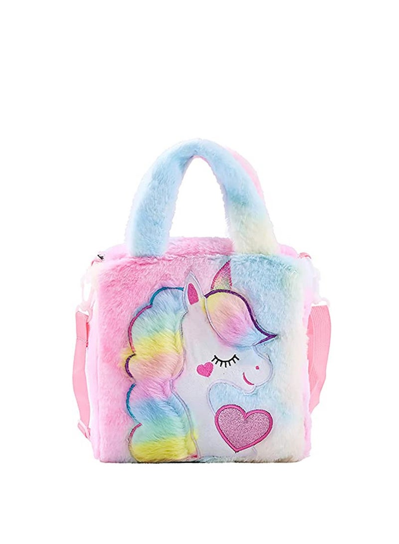 Colorful Unicorn Crossbody Bag for Kids - Plush Toddler Tote with Adjustable Strap, Perfect Birthday Gift for Girls Aged 1-6, Large Capacity - Image 1