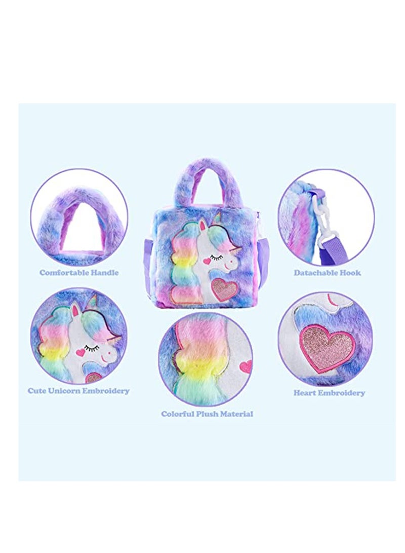 Colorful Unicorn Crossbody Bag for Kids - Plush Toddler Tote with Adjustable Strap, Perfect Birthday Gift for Girls Aged 1-6, Large Capacity - Image 2