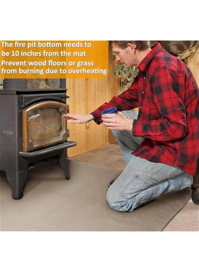 بساط لحفرة النار مقاس 39 انش × 39 انش - بساط شواء مقاوم للحريق لعزل سطح الخشب، بساط مقاوم للحرارة للتخييم والشواء لحماية الحديقة الداخلية والخارجية - Image 5
