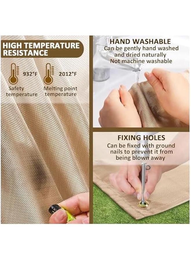 بساط لحفرة النار مقاس 39 انش × 39 انش - بساط شواء مقاوم للحريق لعزل سطح الخشب، بساط مقاوم للحرارة للتخييم والشواء لحماية الحديقة الداخلية والخارجية - Image 3