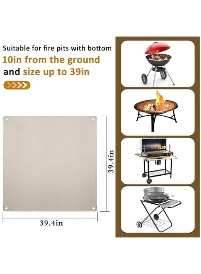 بساط لحفرة النار مقاس 39 انش × 39 انش - بساط شواء مقاوم للحريق لعزل سطح الخشب، بساط مقاوم للحرارة للتخييم والشواء لحماية الحديقة الداخلية والخارجية - Image 4