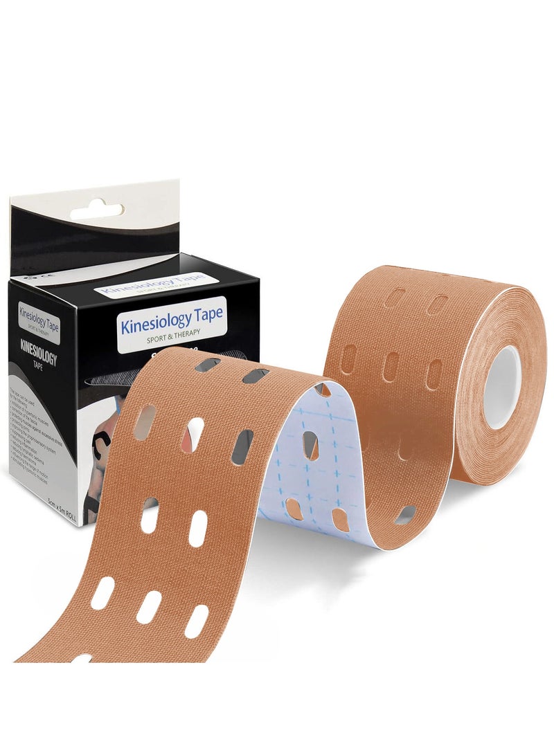 فلاي رود شريط علم الحركة، لفة واحدة من شريط رياضي قطني مسامي بطول 5 أمتار لعلاج آلام الكاحل والركبة والمرفق والكتف، (الجلد) - Image 1