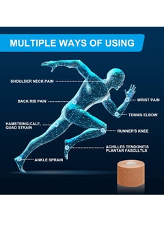 FLYROAD Kinesiology Tape, 1 roll of 5 meters of breathable cotton sports tape for ankle, knee pain, elbow and shoulder muscles, (Skin)  - Image 5