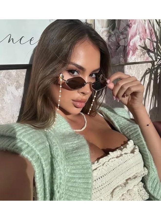 سلاسل نظارات لؤلؤية للنساء، نظارات شمسية ذهبية، حامل حزام أنيق، سلاسل نظارات نسائية - Image 4