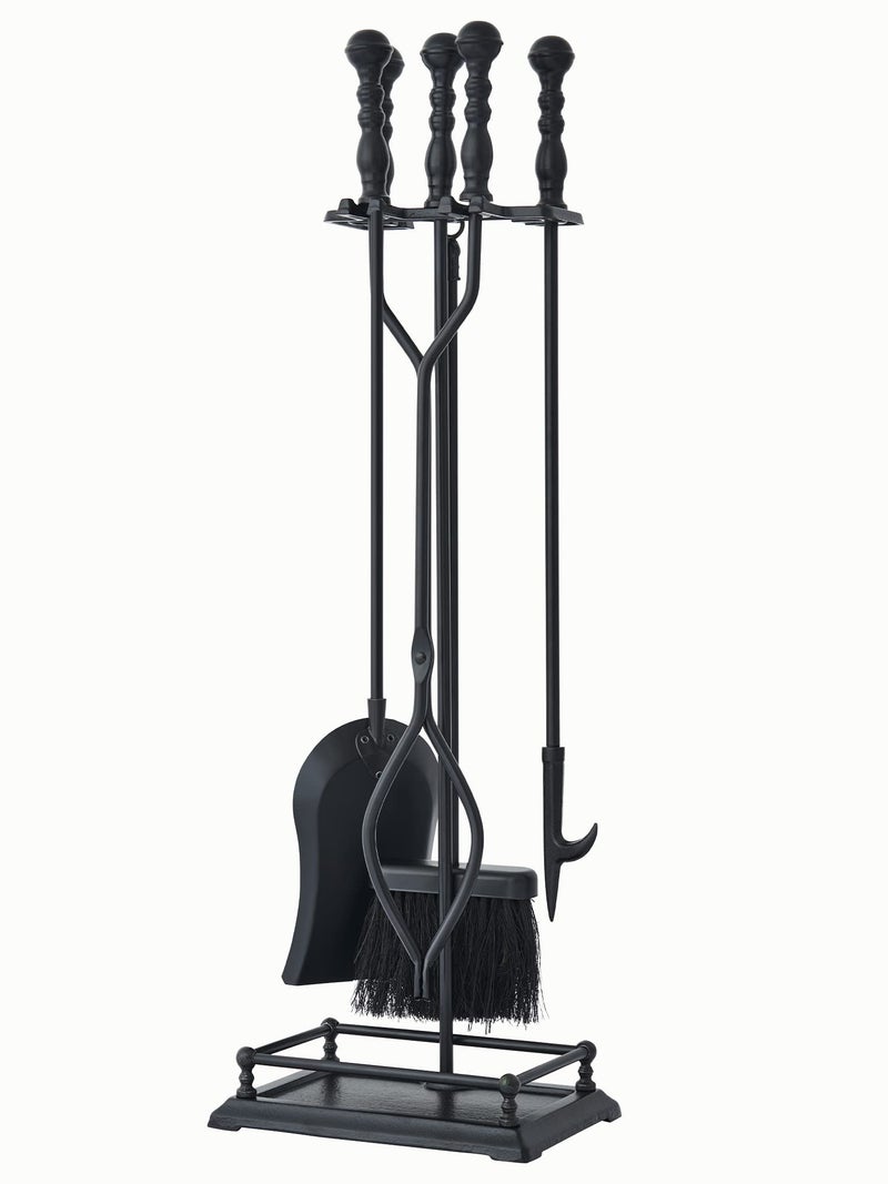 Lichamp Lichamp Fireplace Tools Set 5Pieces Indoor Outdoor Sturdy Fire Place Poker Sets with Retro Handle FTS25BK 