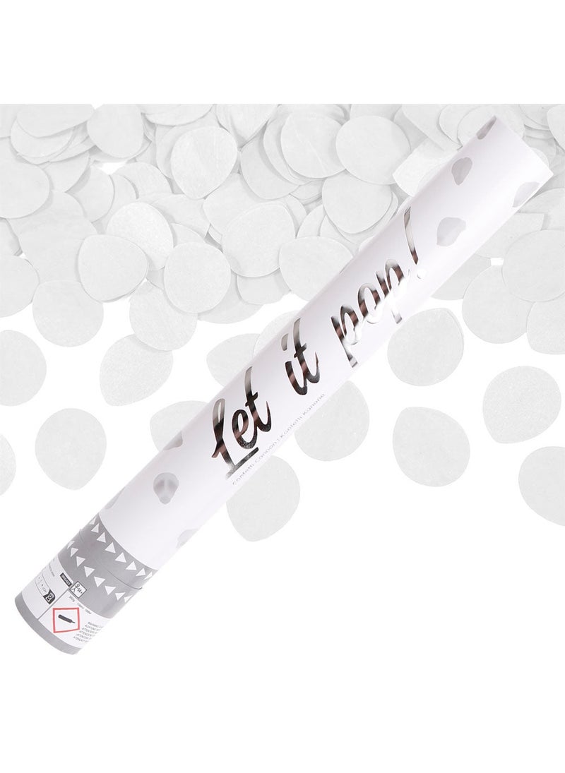 مدفع قصاصات ورقية بيضاء على شكل بتلات الورد، 40 سم