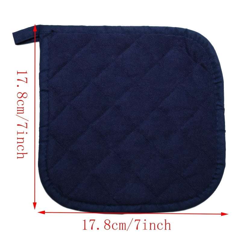 5pcs Navy Blue Heat Resistant Square Placemats 6 69 Inch Quilted Lining Multipurpose Insulation Pad For Hot And Cold Kitchen Baking Cooking Oven - Image 3