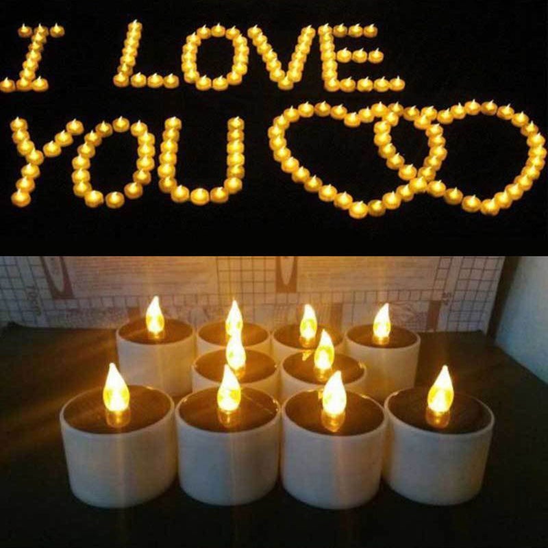 6Pcs Outdoor Solar Candles Realistic and Bright Flameless Tea Lights for Camping Wedding Birthday Home Window Yard Decor - Image 1