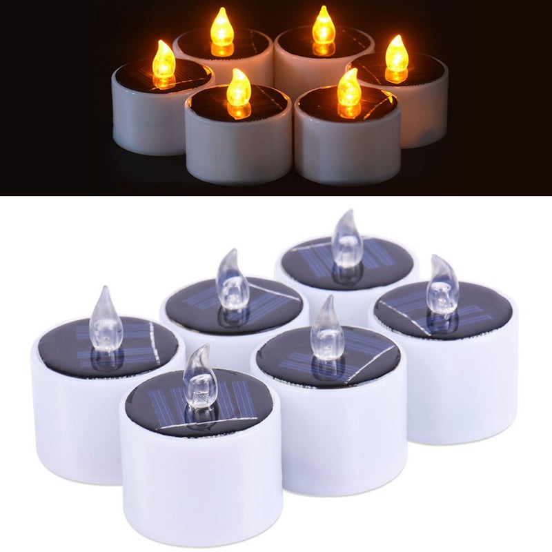 6Pcs Outdoor Solar Candles Realistic and Bright Flameless Tea Lights for Camping Wedding Birthday Home Window Yard Decor - Image 5