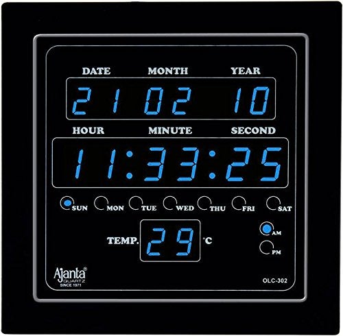 Ajanta Quartz Glass Abstract Digital LED Square Wall Clock OLC - 302 (Blue, 25.4 cm x 25.4 cm x 3.5 cm) - Image 4