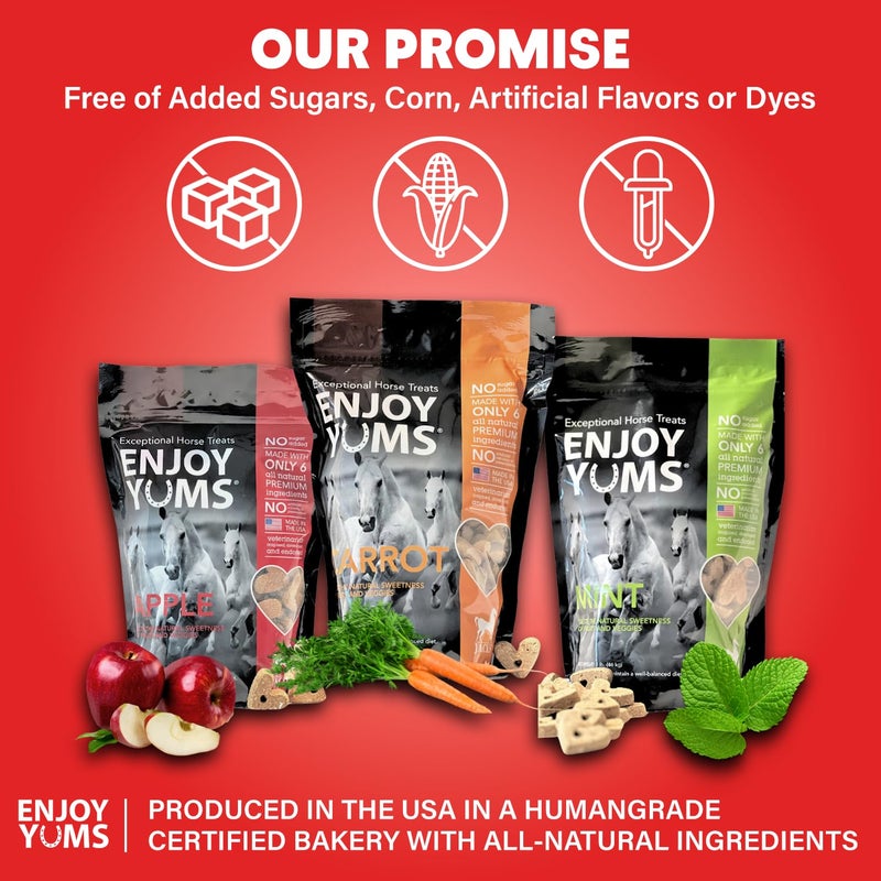 Enjoy Yums Apple Horse Treats - 5 lb Value Bag - All-Natural, Low Sugar, Heart-Shaped Biscuits for Horses - Vet-Recommended - Made in USA - Image 3