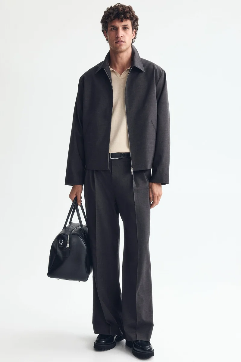 Collared wool-blend jacket