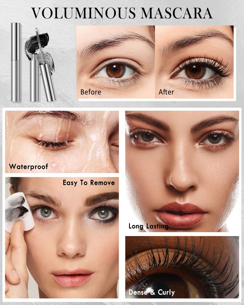 Lestpola Washable Metal Rod Mascara, Black Waterproof Tube Mascara Volume and Length,3D Skinny Curling Iron Wand,Long Lasting Smudge-Proof Non Clumping Lengthening Fiber Lash MÃ¡scara Makeup for Women - Image 5