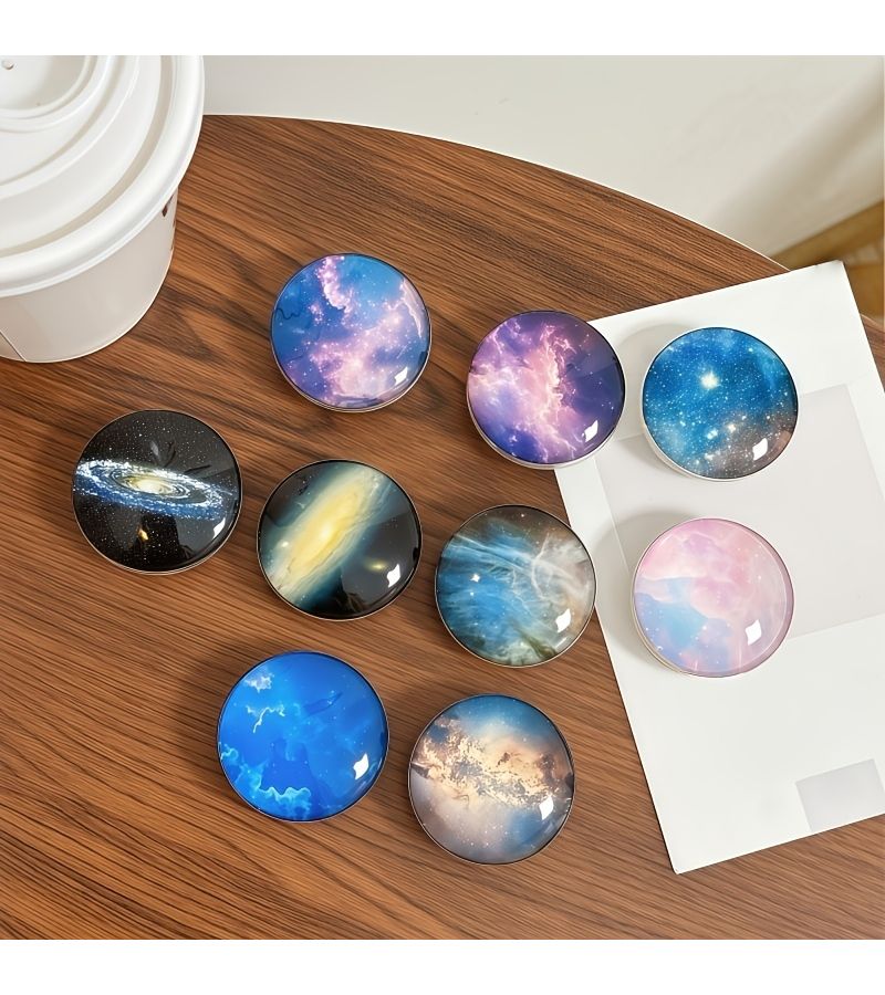 Dark Blue Starry Sky Air Balloon Phone Holder Retractable Desktop Stand Gift - Image 1