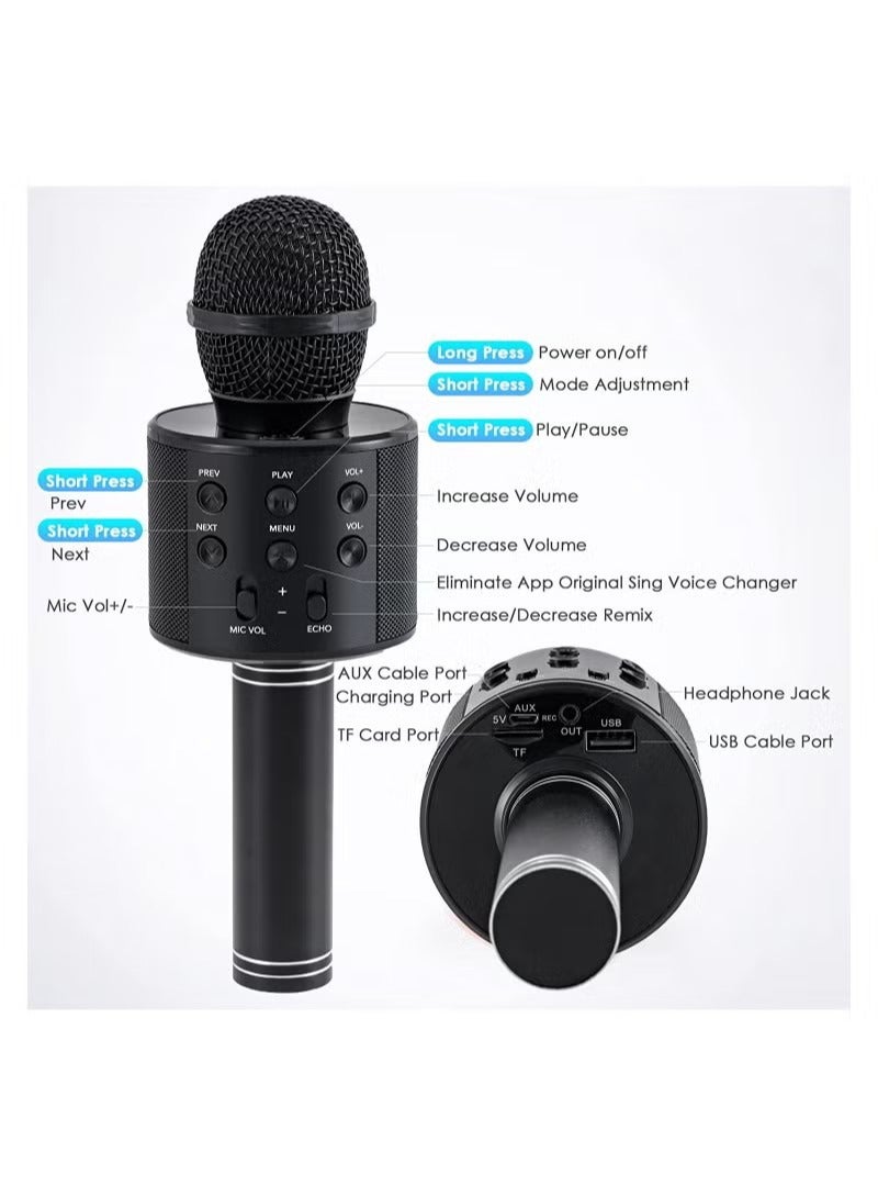 oem Wireless Bluetooth Karaoke Microphone for Kids, 3-in-1 Portable Handheld Singing Karaoke Mic Speaker Machine, Fun Toys for 4-15 Year Old Boys Girls Home Party Birthday, Black - Image 2