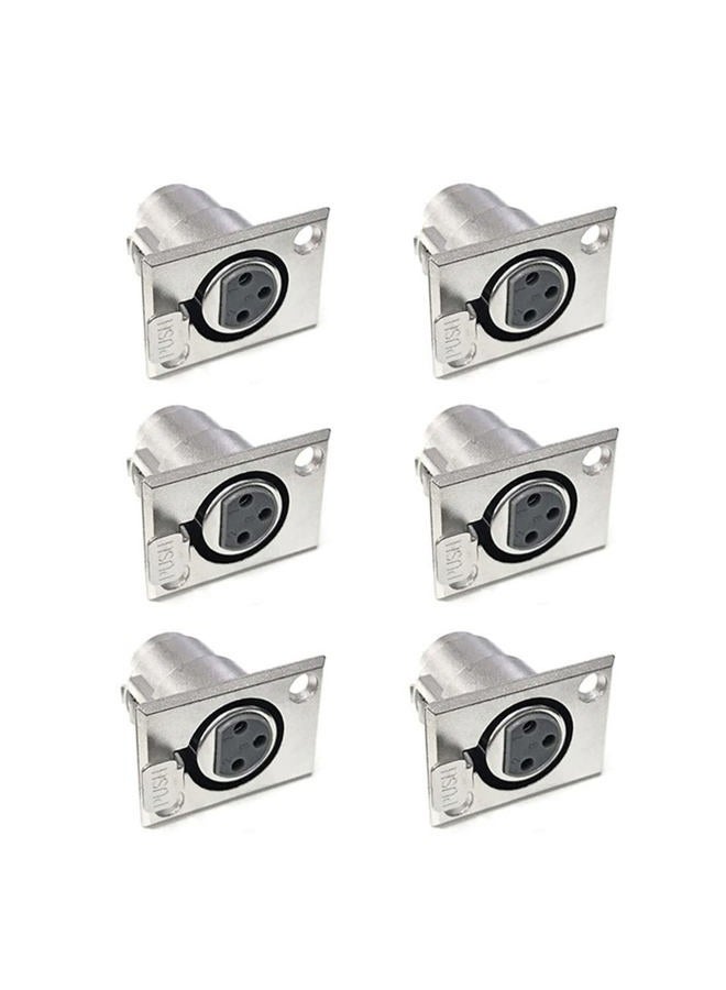 bnafes XLR 3-Pin Female Jack Socket Audio Speaker Panel Mount Connector Adapter for Microphone 6-Pack - Image 1