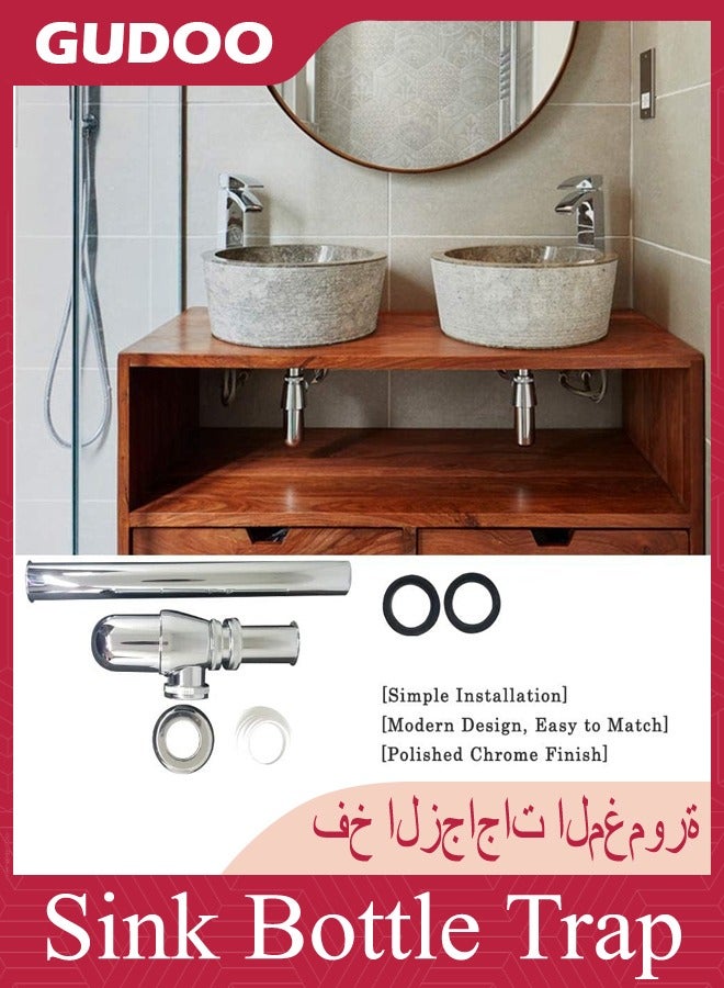 GUDOO Bathroom Basin Sink Bottle Trap Waste Pipe 1-1/4 inch Slip Inlet Drain Tube Kit - Image 4