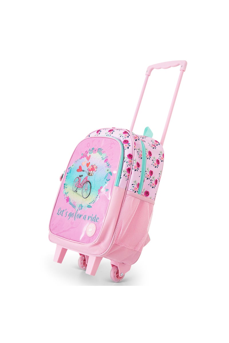 Eazy Kids 17” Trolley School Bag Value Pack 5-in-1 with Wheels – Backpack, Lunch Bag, Water Bottle, Lunch Box & Pencil Case, Pink - Image 4